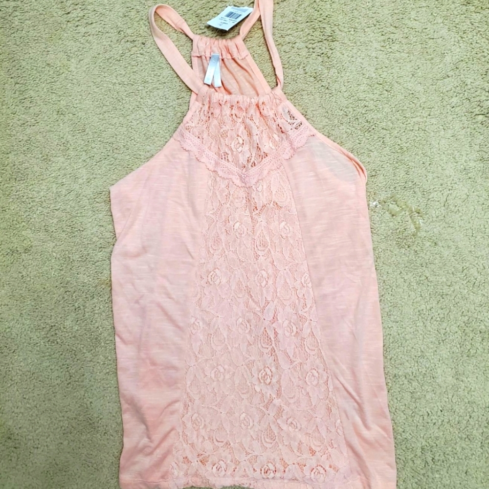 NWT Vanity Petal Pink Eyelet Lace Top